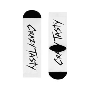 Crazy Tasty Graphic Crew Socks - Black & White Sublimation